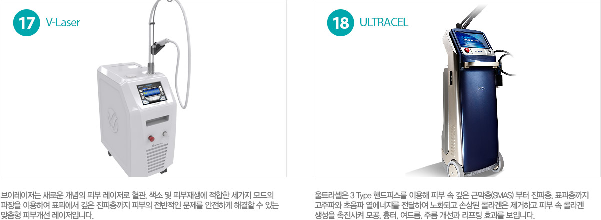 
	ULTRACEL : ��Ʈ���� 3 Type �ڵ��ǽ��� �̿��� �Ǻ� �� ���� �ٸ���(SMAS) ���� ������, ǥ��������
�����Ŀ� ������ ���������� �����Ͽ� ��ȭ�ǰ� �ջ�� �ݶ���� �����ϰ� �Ǻ� �� �ݶ��
������ �������� ���, ����, ���帧, �ָ� ������ ������ ȿ���� ���Դϴ�.